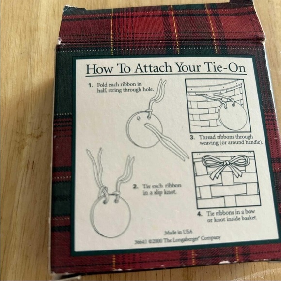 Vintage Longaberger tie on ornament for baskets, red ribbon, 2000 holiday - Picture 3 of 5